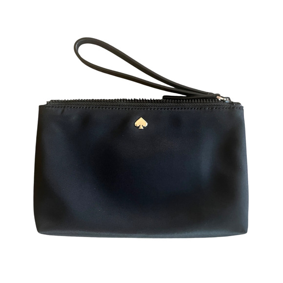 KATE SPADE Jae Women's Black Nylon Double Zip Compartments Wristlet Clutch Bag - Picture 1 of 8